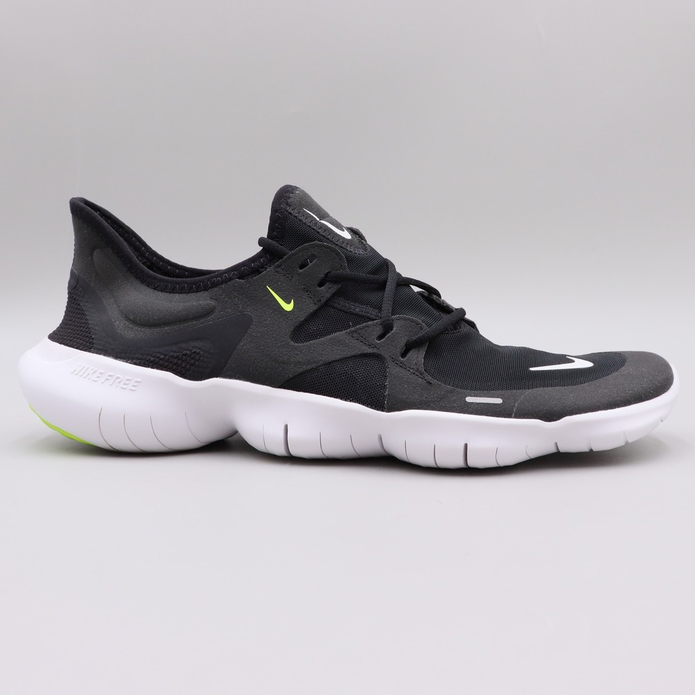Nike Free RN 5.0 Mens Size 10.5 US Running Shoes Black White Volt AQ1289-003